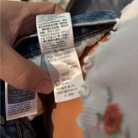 Levi's Blue High-Waist Jean Shorts Distressed - Picture 8 of 8